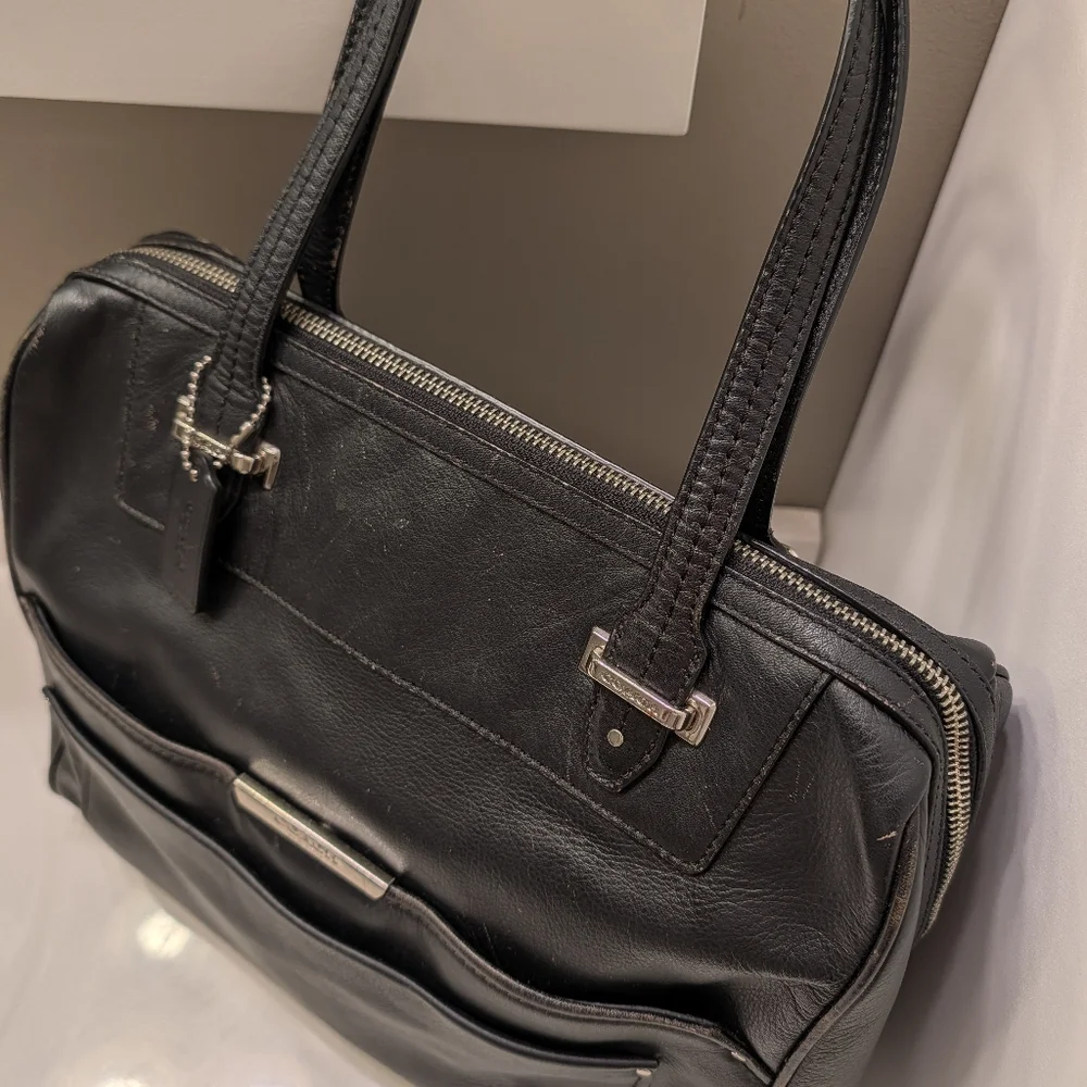 🖤EUC Coach Taylor Bette Genuine Smooth Leather Shoulder Satchel Bag, Black, LG - Picture 10 of 16